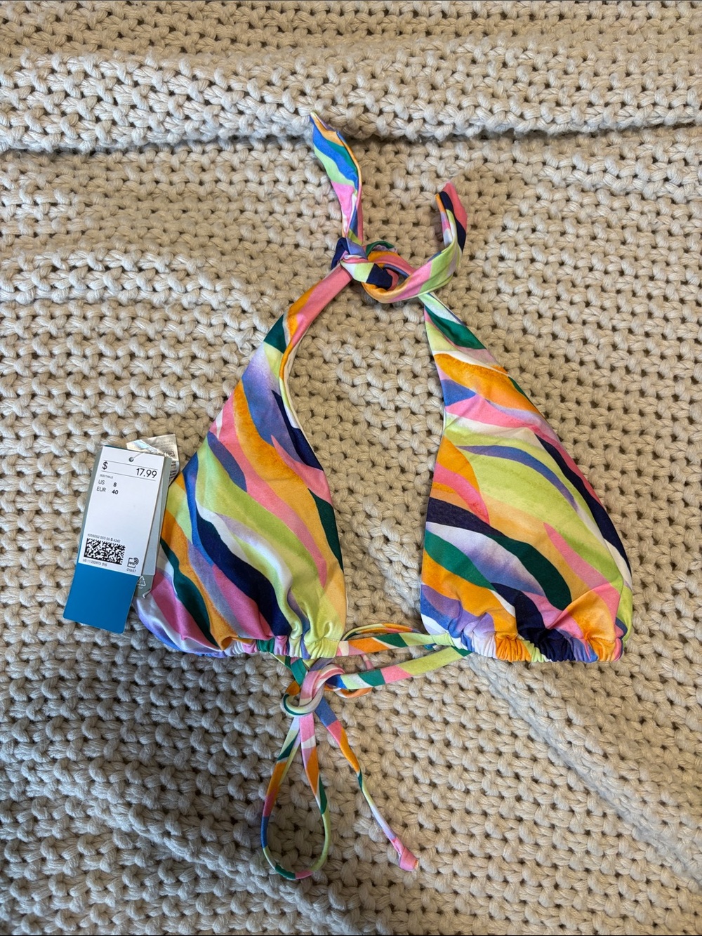 H&M Multicolor Wave-Print Triangle Bikini Top